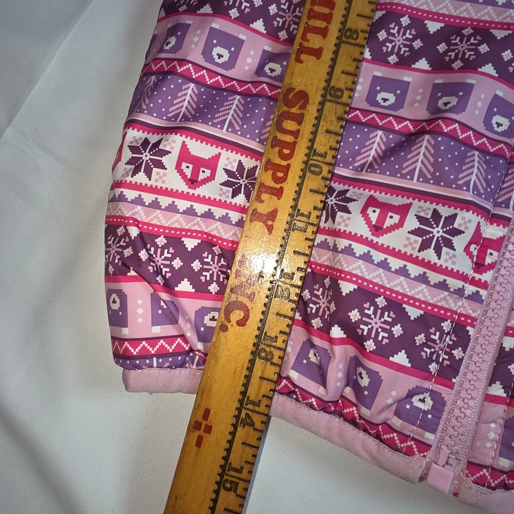 The North‎ Face Toddler Reversible Puffer Jacket Pink Fair Isle Print Hooded - Picture 9 of 9